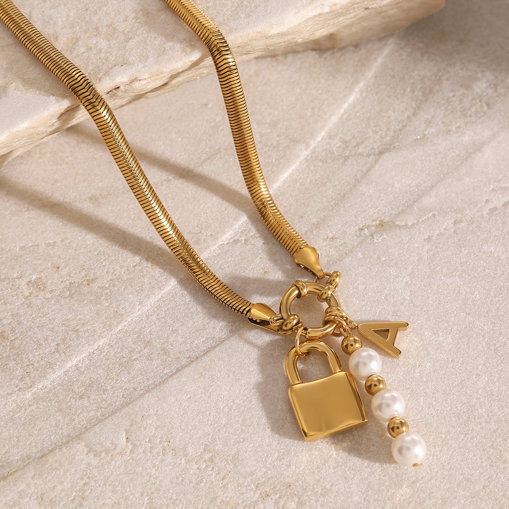 1 piece simple series classic geometric stainless steel  gold plated artificial pearl women charm bracelets h5Picture3