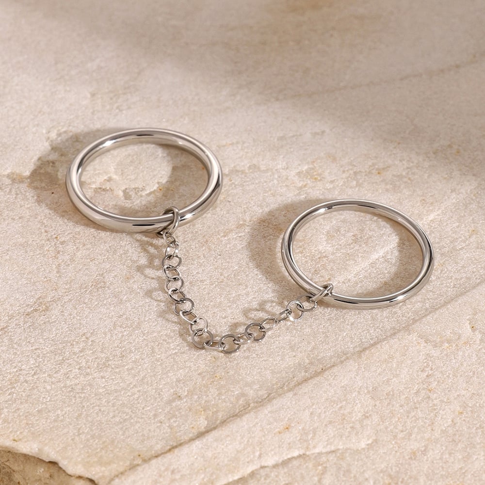 1 Pair Simple Style Solid Color Stainless Steel Women's Single Ring h5Picture3