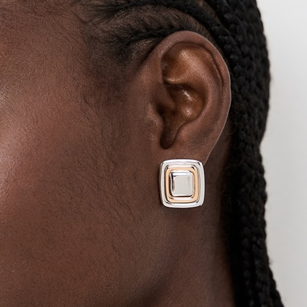 1 pair simple series simple quadrilateral stainless steel  gold plated women stud earrings h5Picture7