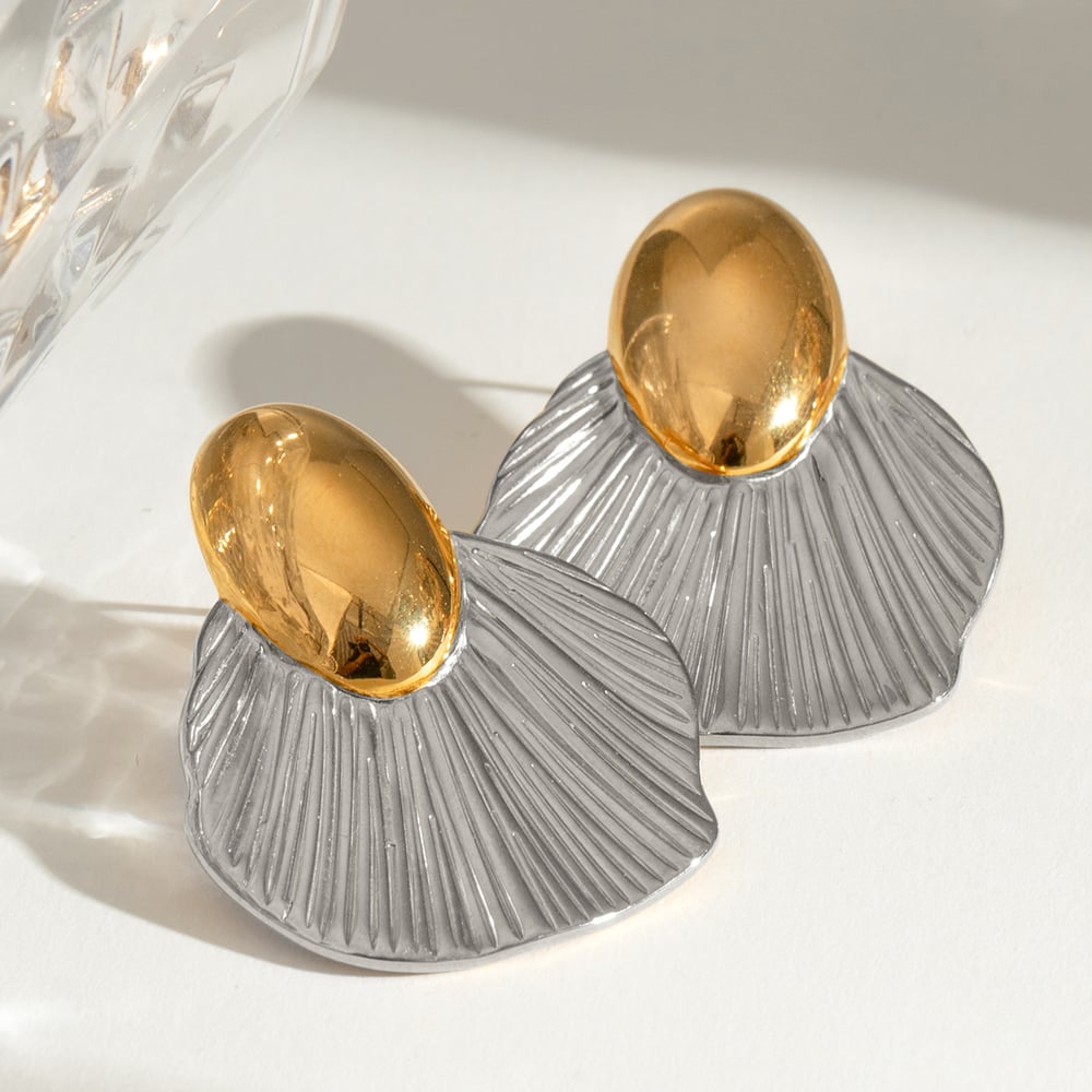 1 pair simple series retro geometric stainless steel  gold plated women drop earrings h5Picture4