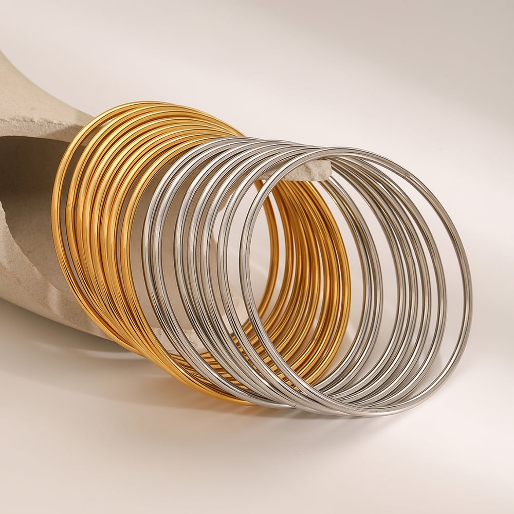 1 piece simple series simple annular stainless steel  gold plated women bangles h5Picture4
