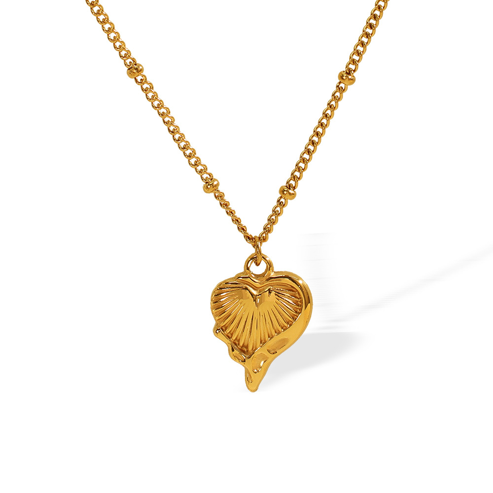 1 piece romantic series retro heart titanium steel  gold color plated women's pendant necklaces h5Picture6