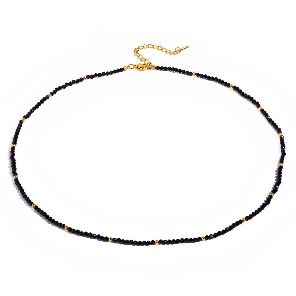 1 piece simple series elegant beads stainless steel  gold plated natural stone women beaded necklaces Picture5
