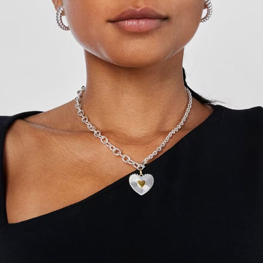 1 Piece Romantic Series Daily Thread Heart Stainless Steel Gold Color Women's Pendant Necklaces h5Picture8