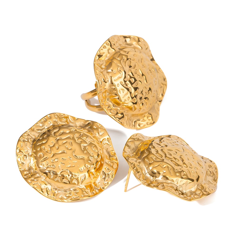 1 paio di orecchini da donna in acciaio inossidabile placcato oro , stile retrò, serie semplice h5Immagine5