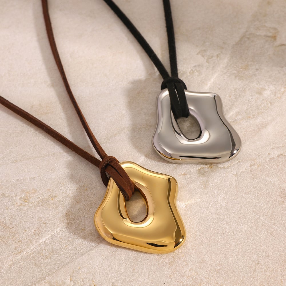1 piece simple series daily solid color stainless steel  gold plated women pendant necklaces h5Picture3