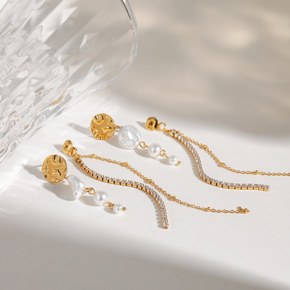1 Pair Stylish Series Retro Charming Tassel Stainless Steel Gold Color Women's Drop Earrings h5Picture3