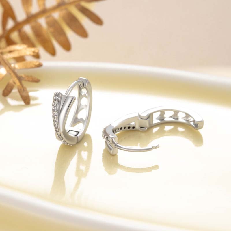 1 Piece Sparkling Series Sleek Intersec tLine Copper Zircon Women's Hoop Earrings Picture4