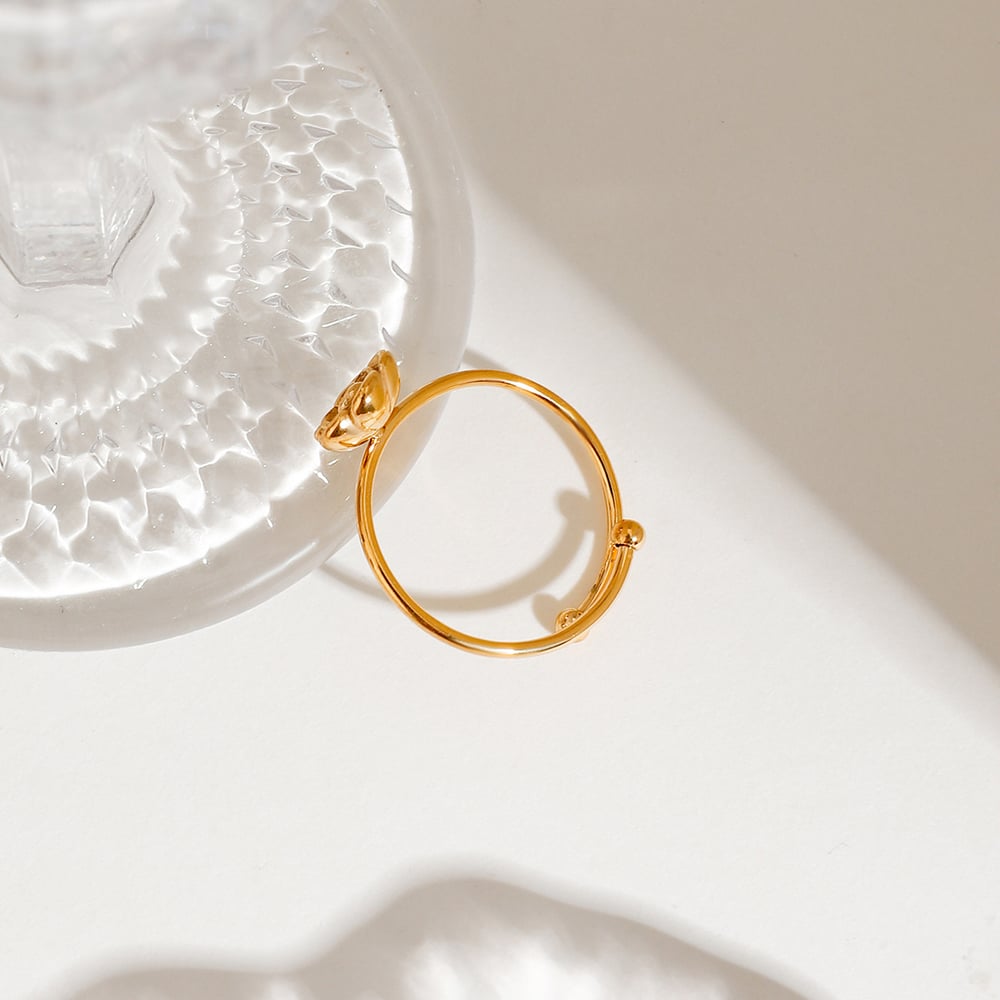 1 Piece Romantic Series Graceful Flower Delicate Stainless Steel Gold Color Women's Adjustable Rings Picture5