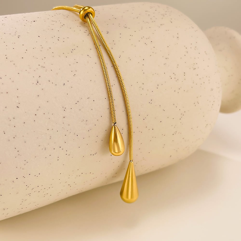 1 Stück Elegante Serie Tägliche Tropfen Verstellbare Edelstahl Gold Farbe Damen Anhänger Halsketten h5Bild5