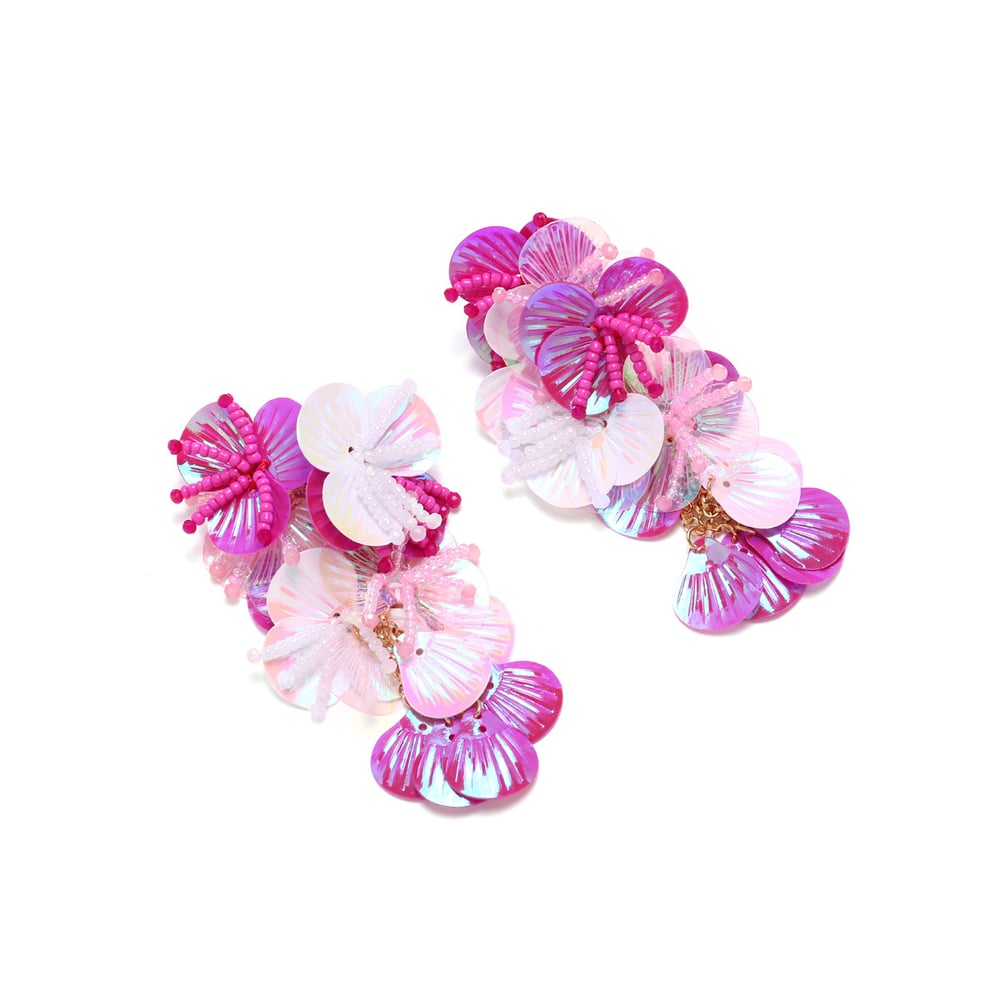 1 Pair Romantic Colorful Sequ Beads Flower Floral Earrings h5Picture5