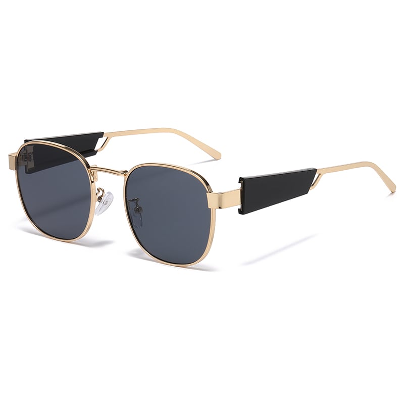 1 Pair of Wide Rimmed Fashionable Metal Frame Sunglasses 