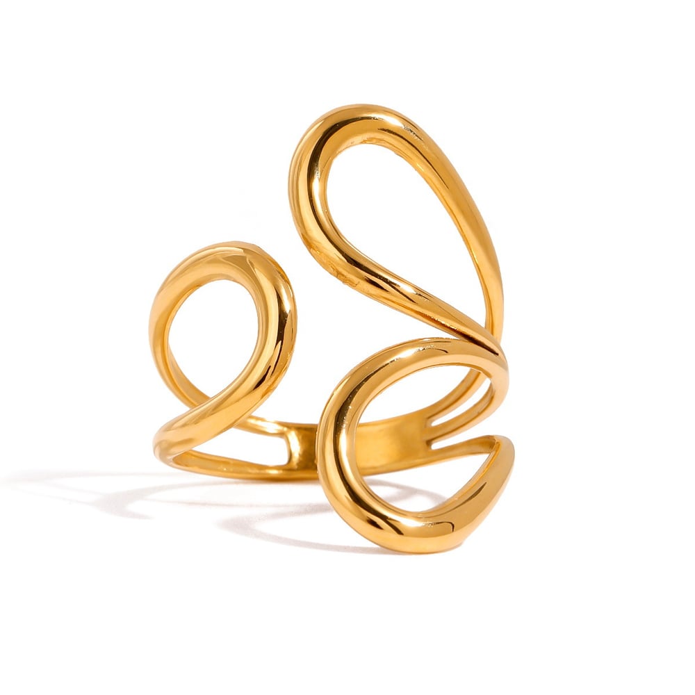 1 pair simple series daily geometric stainless steel  gold plated women adjustable rings h5Picture6