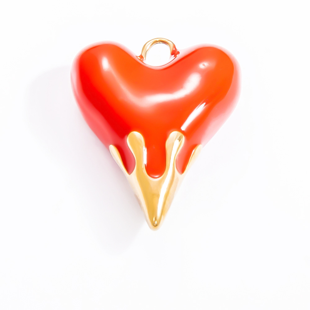 1 Piece Luxurious Series Stylish Drop Oil Heart Stainless Steel Gold Color DIY Women's Pendants h5Picture6