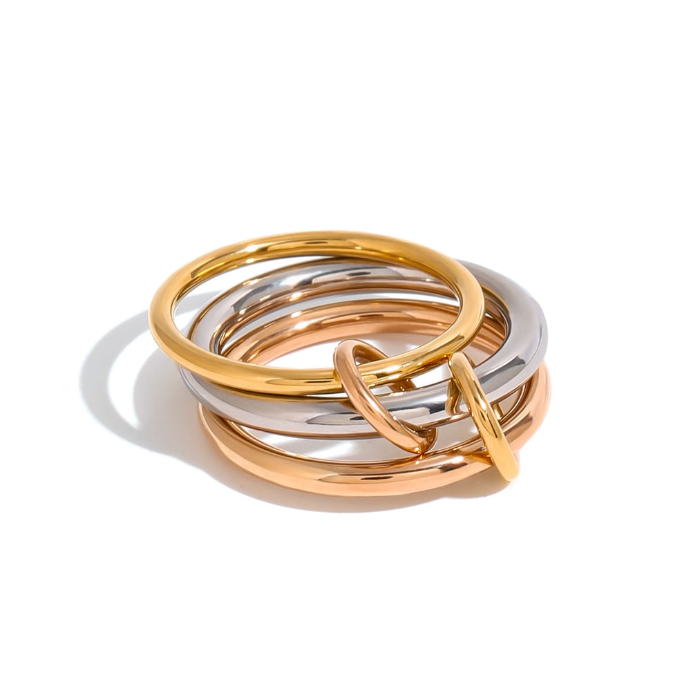 1 paar Simple Series Personality Annular roestvrij staal vergulde dames enkelvoudige ringen h5Afbeelding6