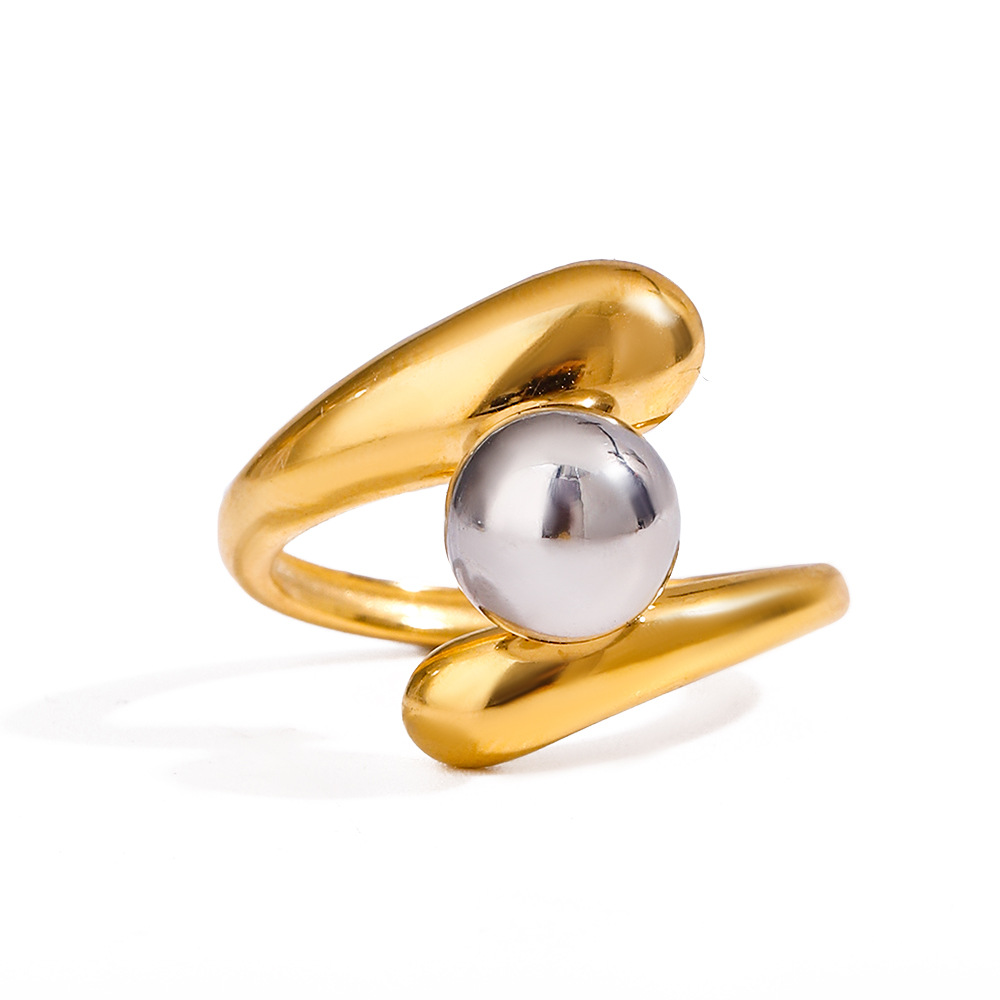 1 Piece Minimalist Series Classic Irregular Line Stainless Steel Gold and Silver Color Women's Single Rings h5Picture8