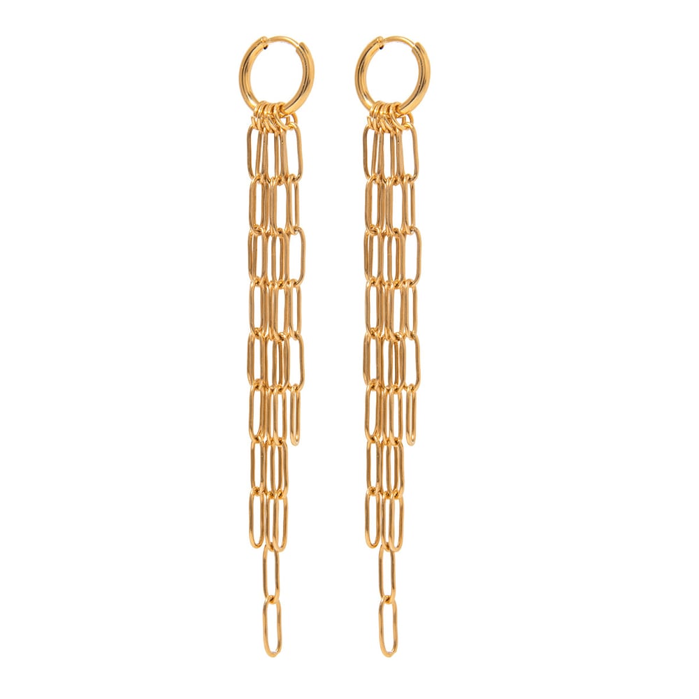 1 pair classic series elegant tassel stainless steel  gold plated women drop earrings h5Picture5