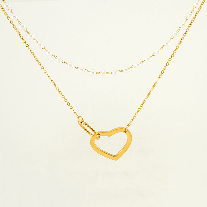 1 Piece Simple Series Love Annular Stainless Gold Color Women's Pendant Necklace h5Picture6