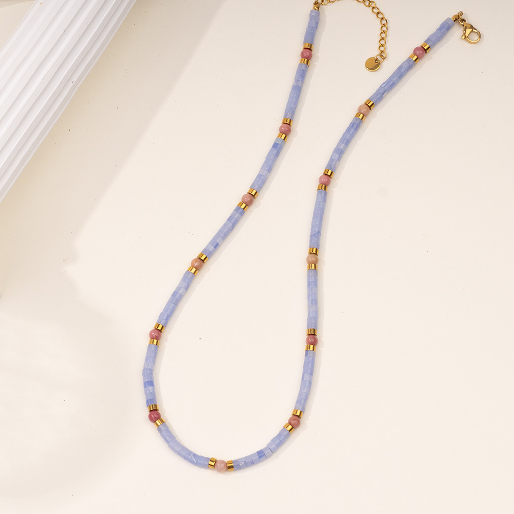 1 Piece Gorgeous Series Elegant Moon Stainless Steel Gold Color Natural Stone Women's Pendant Necklaces h5Picture7