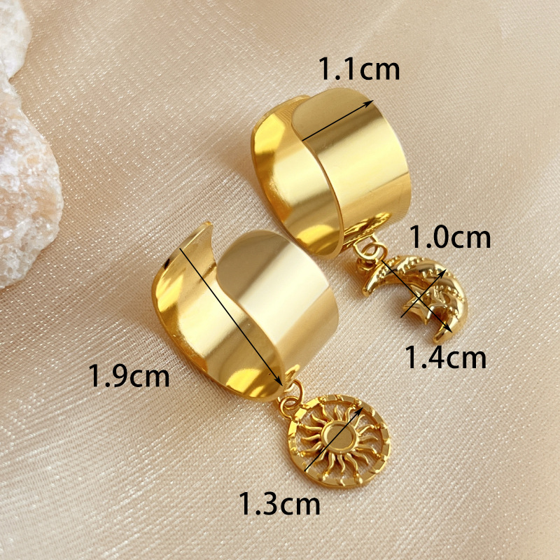 1 Piece Designable Series Retro Sun Dangle Classic Stainless Steel Gold Color Women's Adjustable Rings h5Picture6