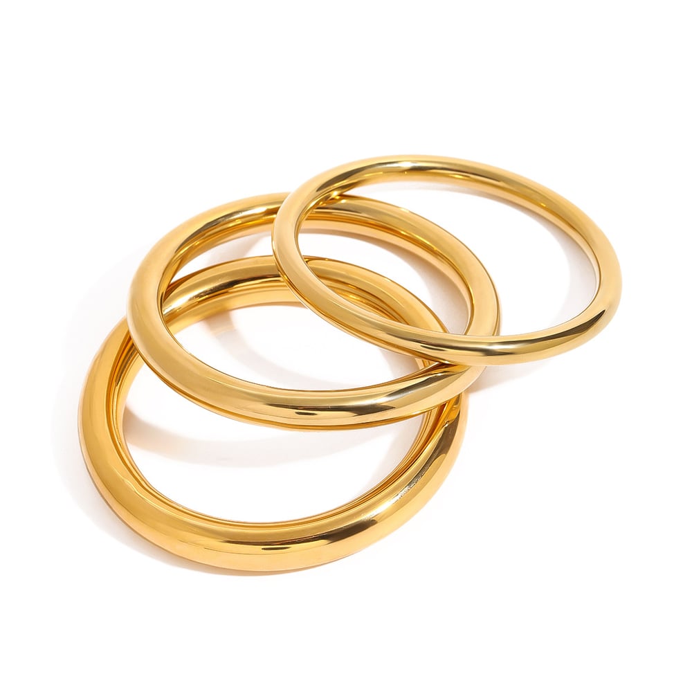 1 Piece Classsic Series Streamline Annular Stainless Steel Gold Color Women's Bangles h5Picture9