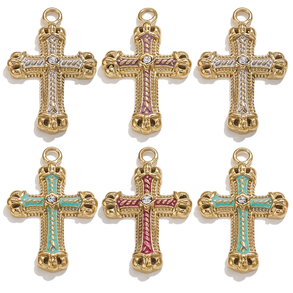 1 pair classic series retro cross  gold plated women pendants h5Picture3