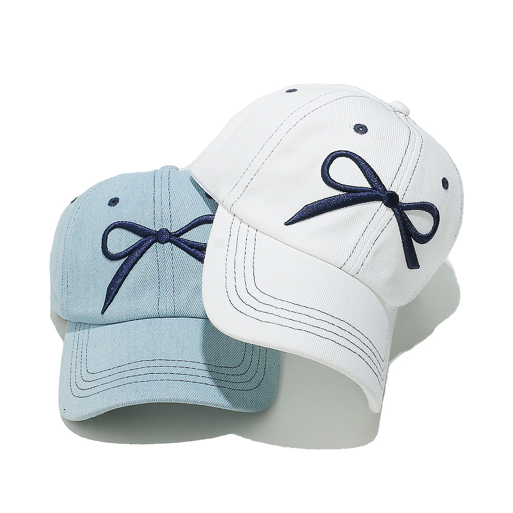 1 Piece Denim Bow Embroidery Baseball Cap Picture3
