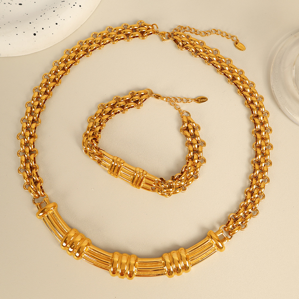 1 Stuk Eenvoudige Serie Klassieke Ketting Titanium Staal Goudkleurige Dameskettingen h5Afbeelding8