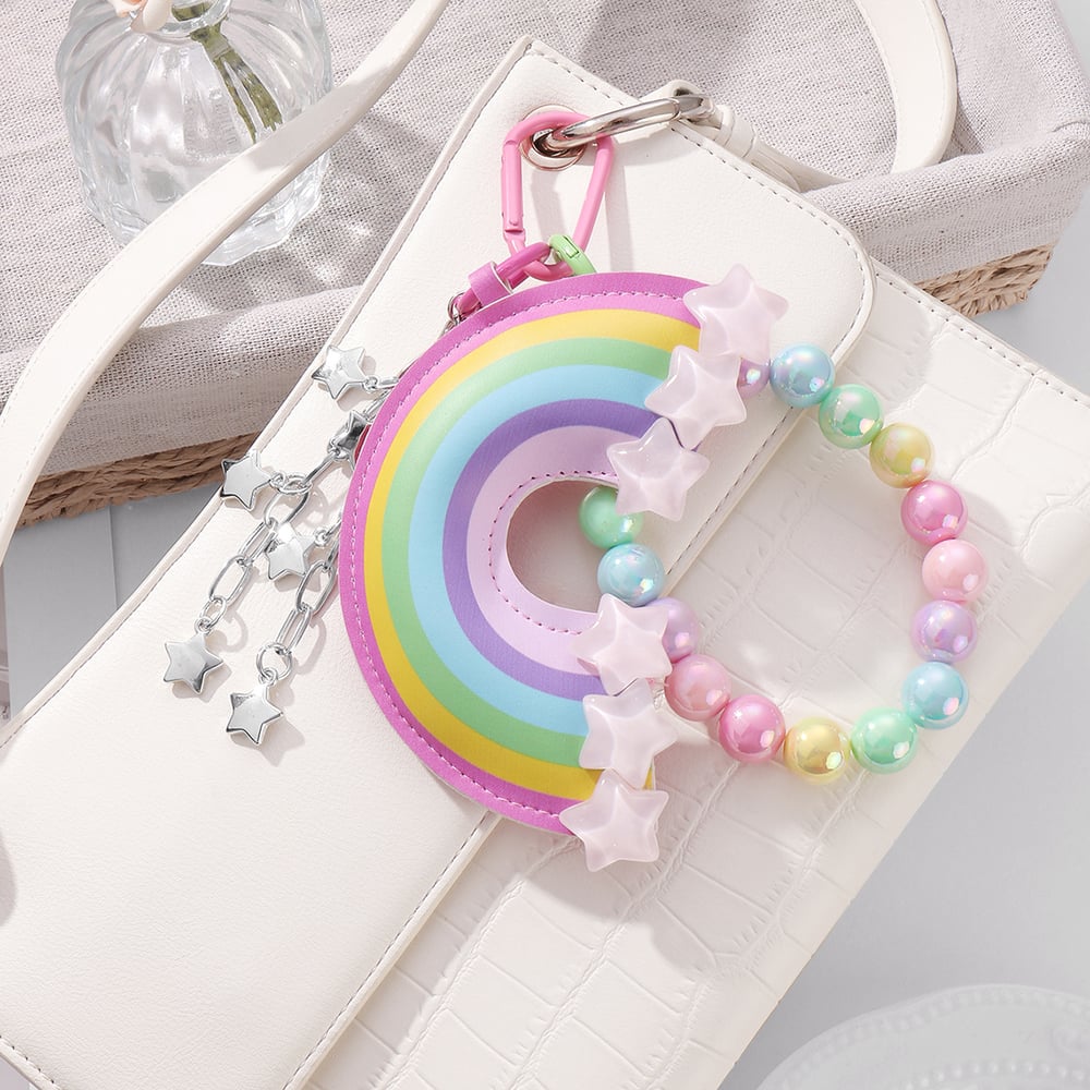 Leather Rainbow & Beaded Chain Women's Bag Charms Picture4