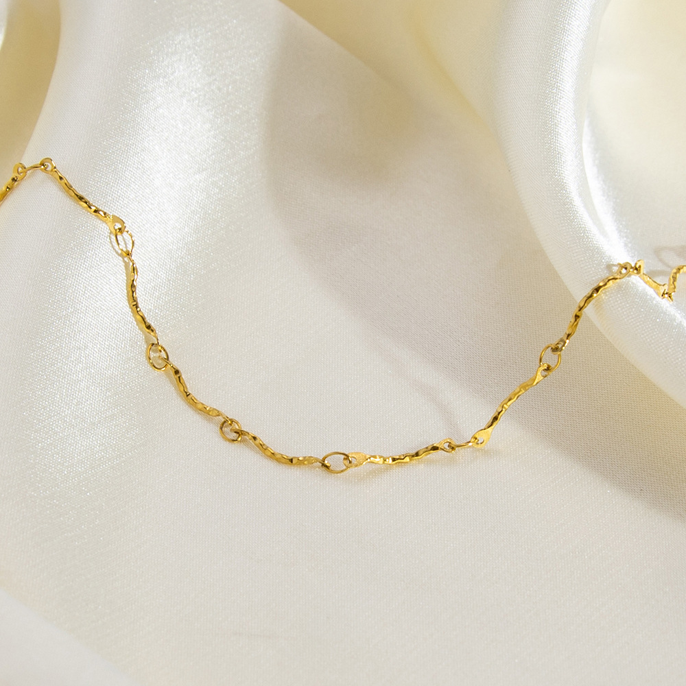 1 Piece Simple Series Daily Solid Color Stainless Steel Gold Color DIY Women's Chain Bracelets h5Picture5
