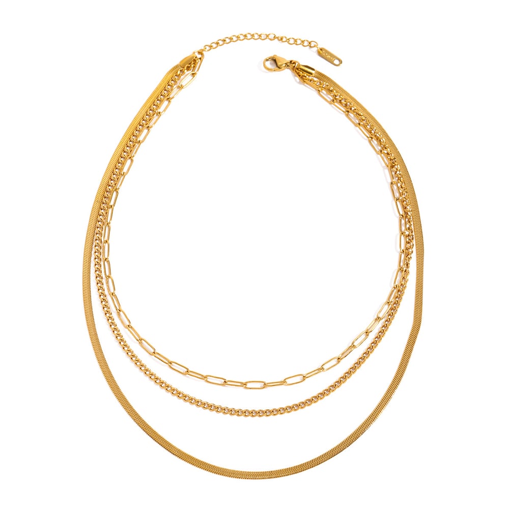 1 Piece Modern Series Daily Line Stainless Steel Gold Color Chic Women's Layered Necklaces h5Picture6