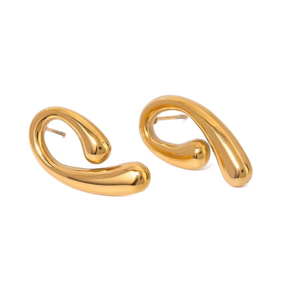 1 Pair Stainless Steel Gold Color Stud Earrings h5Picture4