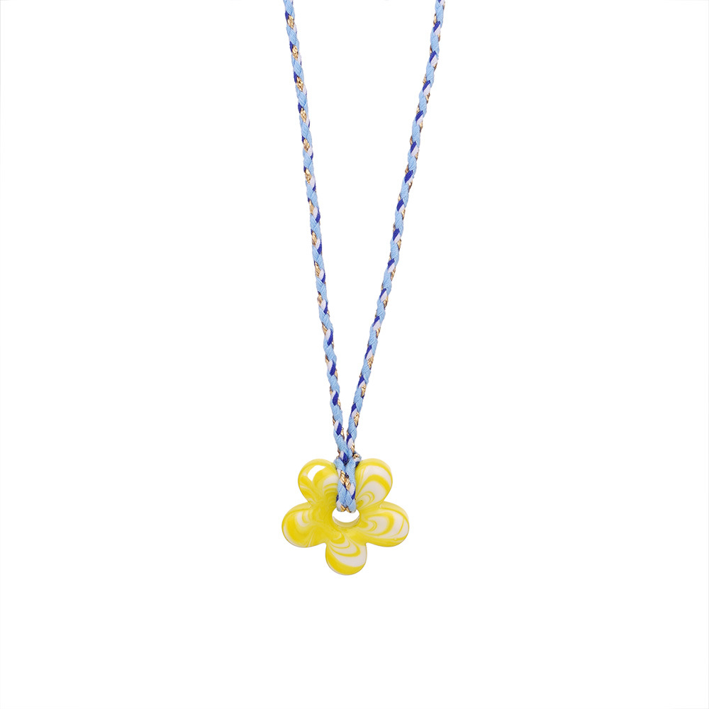 1 Piece Glamorous Series Sweet Ripple Textured Flower Glass Women's Pendant Necklaces h5Picture8