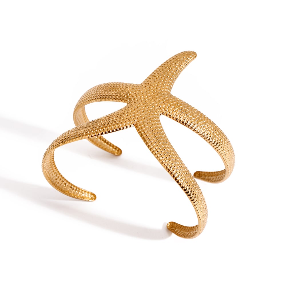 1 piece simple series elegant starfish stainless steel  gold plated women bangles h5Picture6