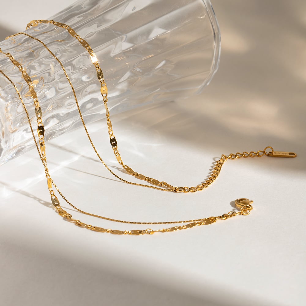 1 piece simple series retro annular stainless steel  gold plated women layered necklaces h5Picture4