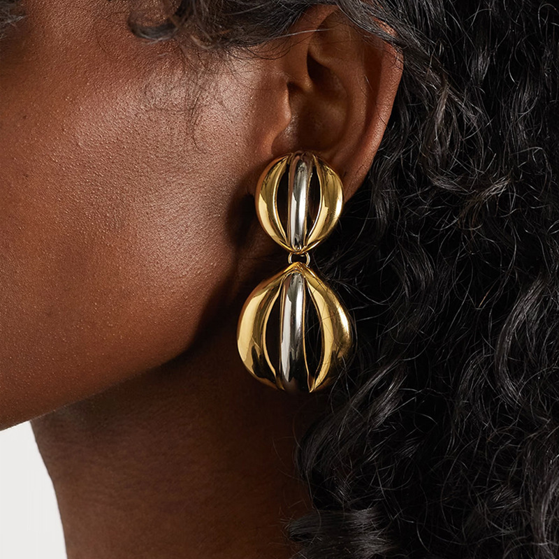 1 pair simple series simple geometric stainless steel  gold plated women drop earrings h5Picture4