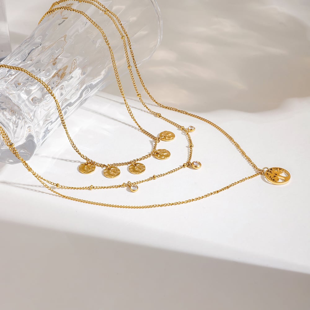 1 Piece Natural Series Elegant Tree Stainless Steel Gold Color Women's Layered Necklaces h5Picture4