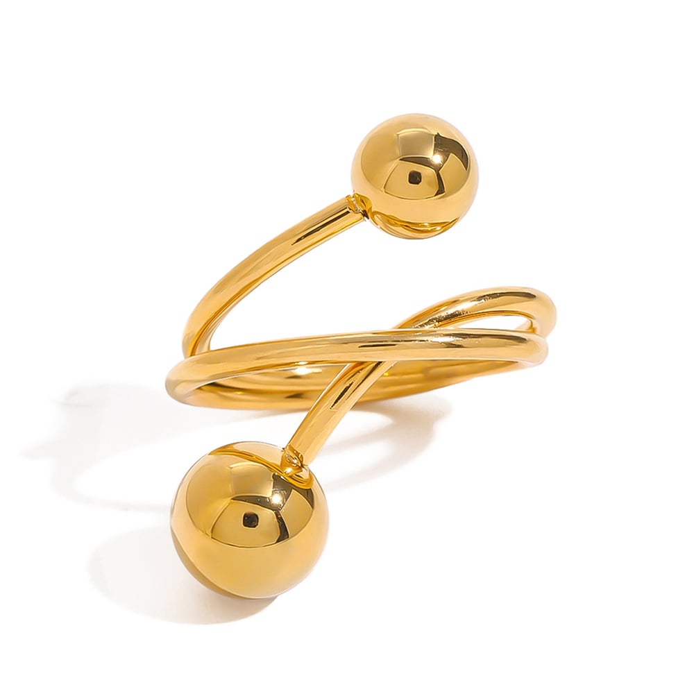 1 Piece Attractive Series Designable Twist Line Stainless Steel Gold Color Women's Single Rings h5Picture9