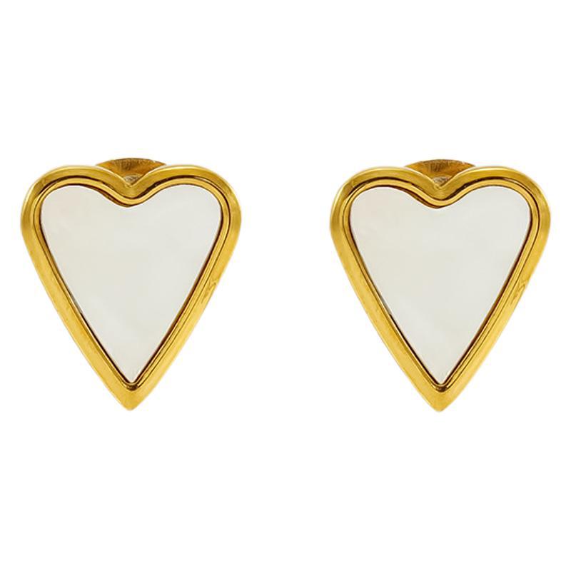 1 pair simple series classic heart stainless steel  gold plated women stud earrings h5Picture6