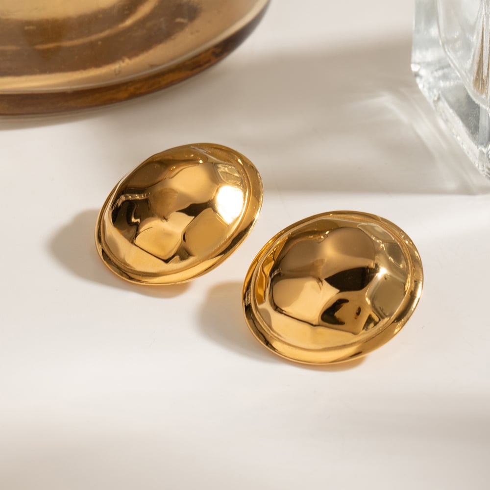 1 pair simple series simple geometric stainless steel gold plated women stud earrings h5Picture3