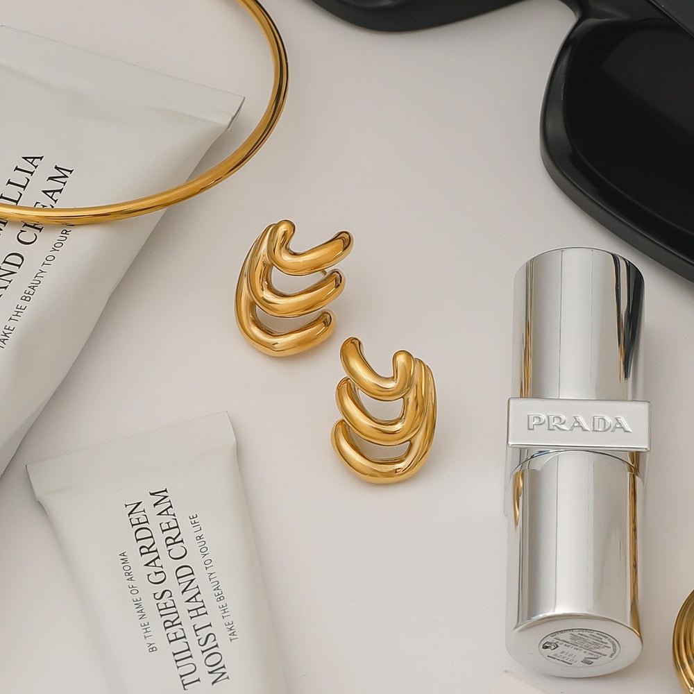 1 paar einfache serie  ringförmige edelstahl gold farbe damen ohrstecker h5Bild10