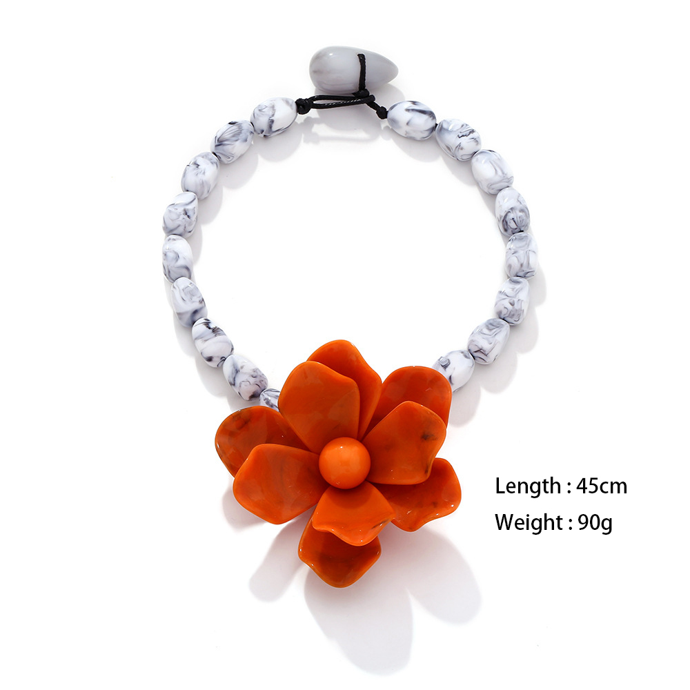1 Piece Vacation Style Exaggerated Floral Beaded Necklace h5Picture6