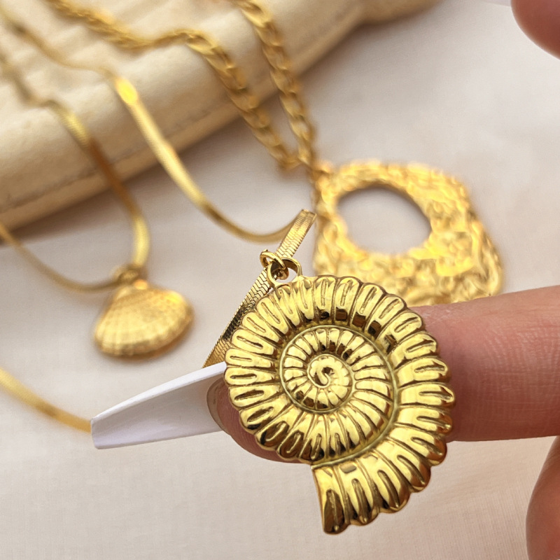 1 Piece Simple Series Oceanic Stainless Steel Gold Color Women's Pendant Necklaces h5Picture4