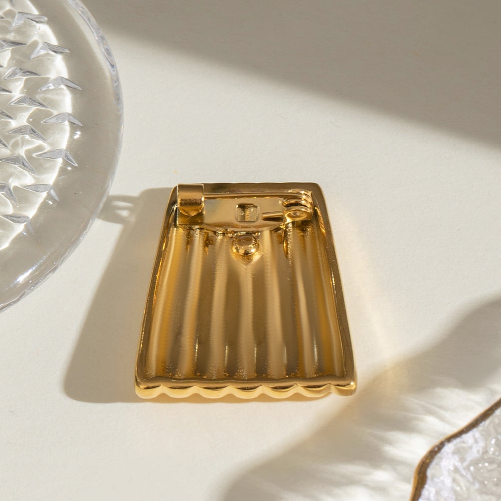 1 pair simple series classic geometric stainless steel  gold plated women brooches Picture3