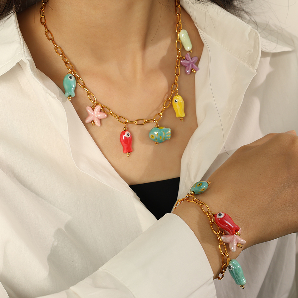 1 piece simple series cute turtle stainless steel  gold plated women charm bracelets h5Picture5