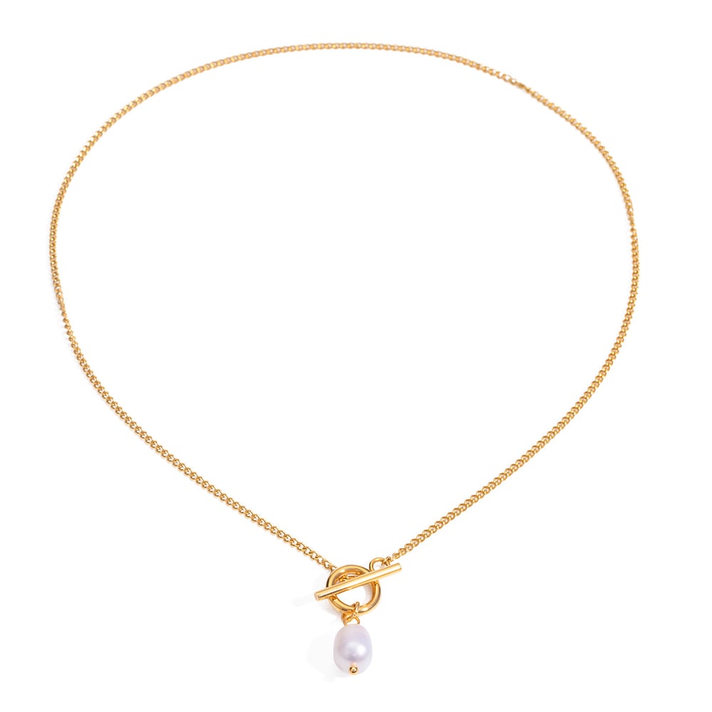 1 piece simple series daily geometric stainless steel  gold plated pearl women pendant necklaces h5Picture5