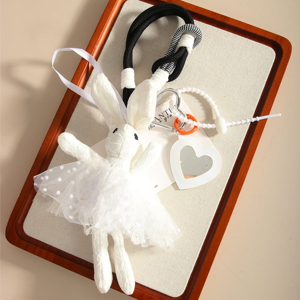 1 Piece Fantastic Series Sweet Pink Rabbit With Lace Canvas Women's Bag Charms Picture4