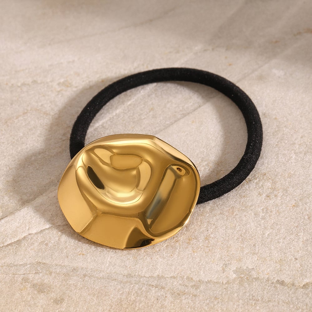 1 paio di fasce per capelli da donna in acciaio inossidabile placcato oro 18K, serie semplice, semplici e tinta unita h5Immagine2