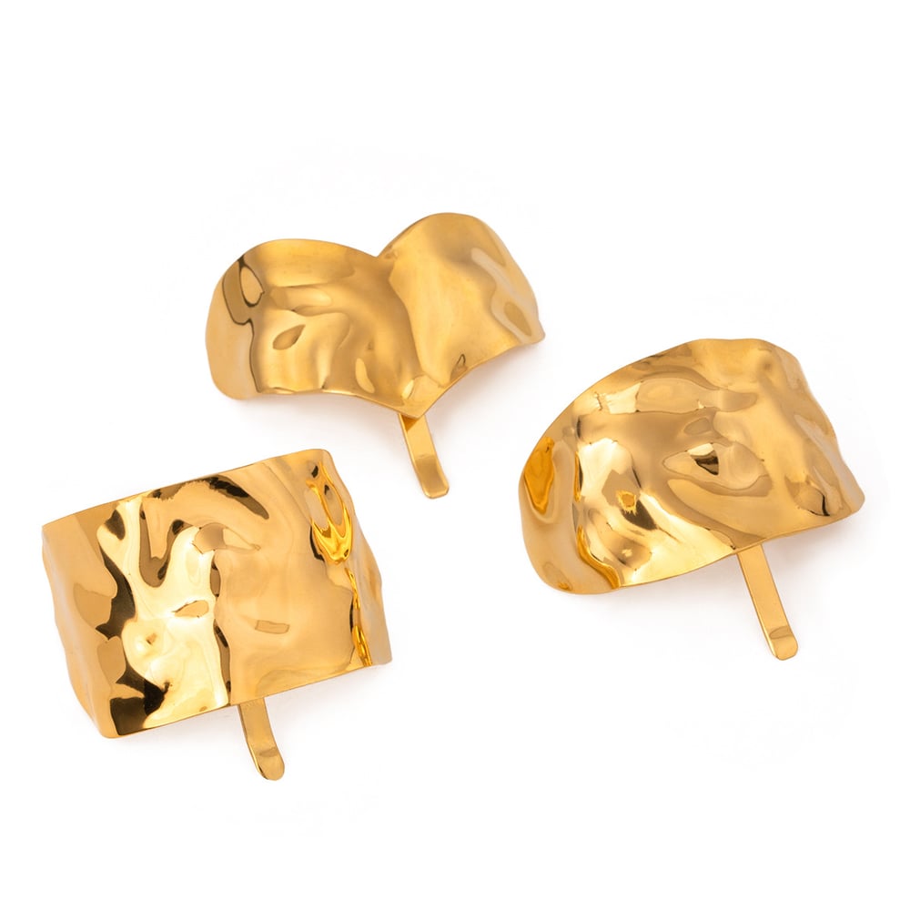 1 pair simple series retro solid color stainless steel  gold plated women hair clips Picture5