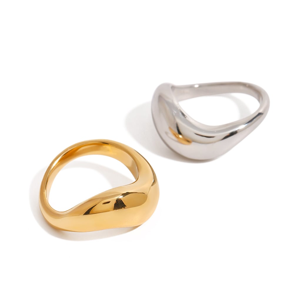 1 pair simple series daily geometric stainless steel  gold plated women single rings h5Picture6